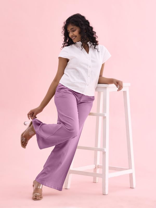 Image of GO COLORS Soft Viscose & Linen Blend Linen Palazzo Full Length for Women| Breathable, Mid Rise
