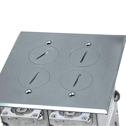 Floor Box Coin Open Kit By Enerlites 975510-Ss Electrical Outlet Receptacle, 2-Gang 20A Tamper/Weather Resistant Duplex Receptacle, Stainless Steel Cover Plate #TOP7