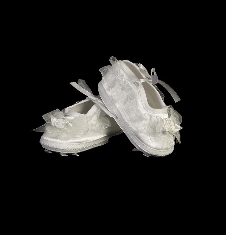 Pink Princess Baptism Shoes for Baby Girls - White Baby Christening Shoes Baby Booties Newborn - Zapatos de Bautizo para Nina