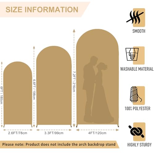 Chiara Wedding Arch Cover Set - Spandex Fitted Round Top Fabric for Baby Shower & Party Arch Backdrop - Image 3