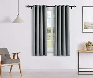 Amazon Brand - Solimo Room Darkening Blackout Window Curtain, 5 Feet (Grey)