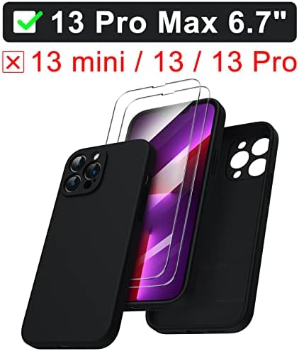 ORNARTO Compatible with iPhone 13 Pro Max Case 6.7 inch, with 2 x Screen Protector Liquid Silicone Gel Rubber Cover [Full Body] Shockproof Protective Phone Case for iPhone 13 Pro Max-Starlight