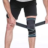 Rodillera con correas ajustables para hombres y mujeres, protector de rodilla profesional para desgarro de meniscos, artritis, alivio del dolor en las articulaciones, correr, baloncesto (azul, M)