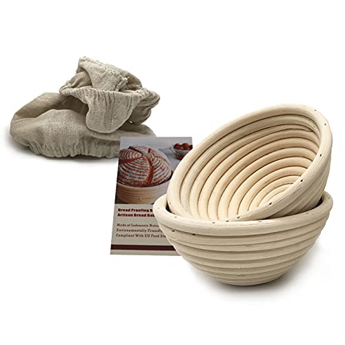 5 Inch Round Bread Proofing Basket Banneton Brotform Sourdough Rising Rattan Bowl for Artisan Bread Home Baking, 2 Pack
