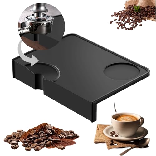 Tampermatte Silikon Espresso Tamper mit Kantenschutz Tampermatte Silikon Schwarz Premium Barista-Zubehör Anti-Rutsch und Wasserdicht Silikon-Kaffee-Tampermatte Ideales Unterlage Kaffeemaschine