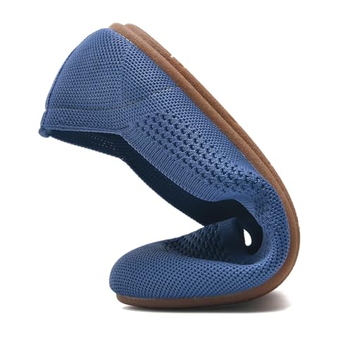 Image of poemlady Women's Ballet Flat Shoes Dress Shoes Knit Round Toe Slip On Ballerina Walking Flats Shoes for Woman Low Wedge Casual
