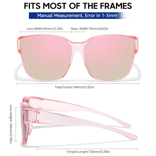 Xfeel Sunglasses Over Glasses Women, Polarized Sun Glasses Women with UV Protection Over Prescription Eyeglasses Trendy 20254