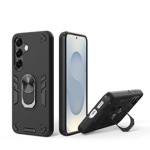 Image of NDCOM Premium Samsung S25 Back Cover | Enhanced Protection Case with Ring Holder |& Anti-Slip | BLACK