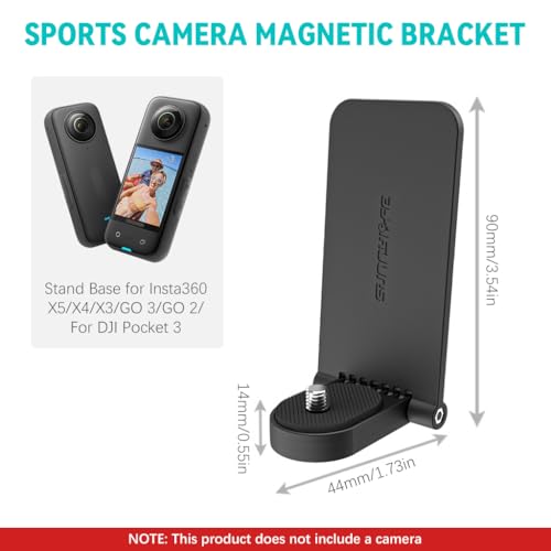 Image of ZORBES Magnetic Mount Stand Compatible for Insta360 X5 X4, Magnet Steering Holder Bracket with 1 /4 Screw for Insta 360 Action Camera, Stand Base for Insta360 X5 /X4 /X3 /GO 3 /GO 2 / DJI Pocket 3