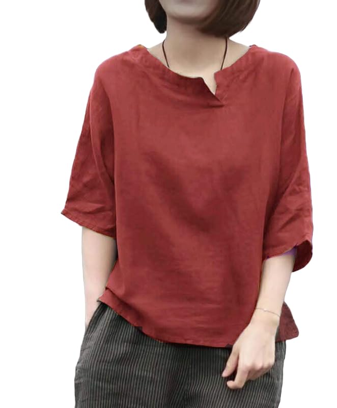 Femezone Women's Linen Bend Cotton Short Kurti (FEM2506-01-SideNck)-image-39