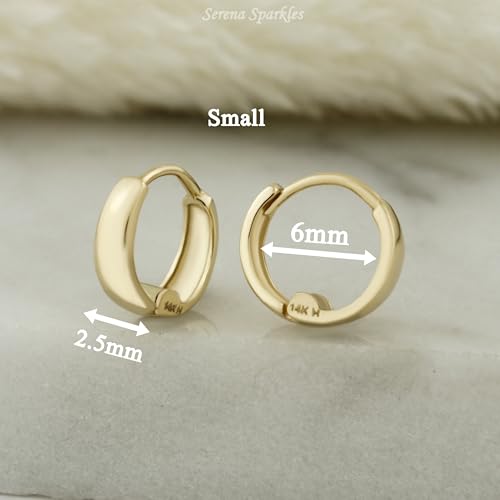 14k Solid Gold Huggie Earrings, Simple Hoops, Plain Huggies, Real Earrings for Women2