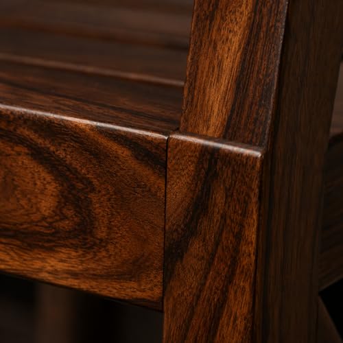 Image of OGESTA Solid Sheesham Wood Bar Stool Chair for Kitchen Island & Bar Counter | High Back Wooden Counter Chair | Dining Counter Stool | Breakfast Bar Chair | 105Cm Height | Set of 1