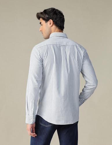 Image of U.S. Polo ASSN. Striped Regular Fit Shirt for Men - 100% Cotton, Breathable & Comfortable, Full Sleeves Casual Shirt for Men