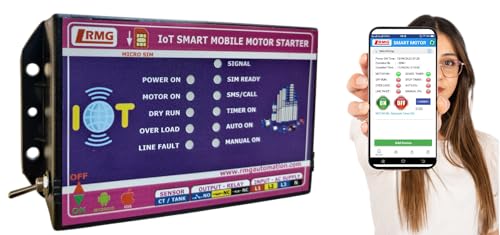 Image of RMG GSM + IoT Smart Motor Pump Controller - Control Your 3 Phase Pump from Anywhere via App, SMS & Call | Live Status, Timer, Scheduler, Overload & Dry Run Protection | DOL & Oil Starter Compatible