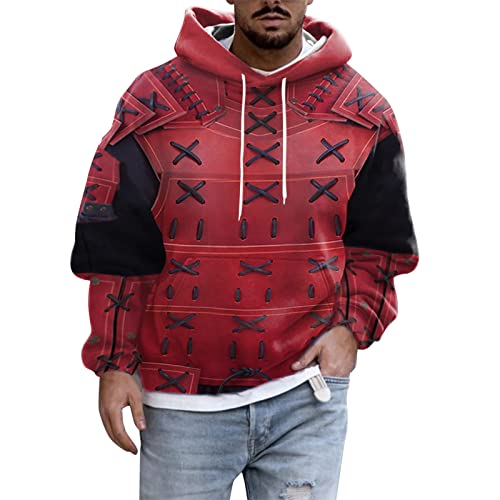 Sweat à capuche rouge XXXL pour homme et femme pull personnalisé style médiéval
