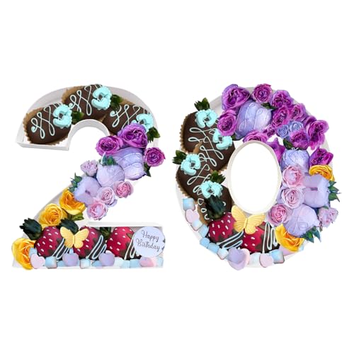 9inch Cardboard Number Fillable Paper Mache Sweet Candy Treat Tray Birthday Anniversary Decorative Box (20)