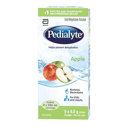 Pedialyte, Electrolyte Powder Sticks, Oral Rehydration Solution, Apple, 8 x 8.5 g, Electrolyte Powder Packets