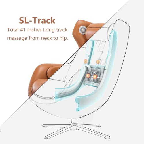 Sgorri Classic Massage Chair With Ottoman, Back Massage Chair With Footrest, Keading & Shiatsu With Hip Heating, Airbags,Bluetooth Speaker In Office,Livingroon,Gym,Caramel #TOP2