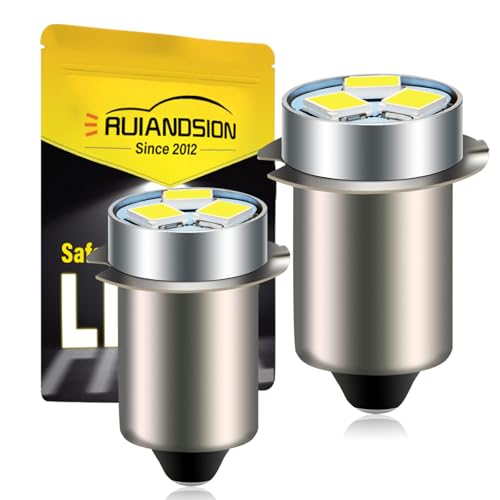 【無極性/3V専用】Ruiandsion LED電球 2個セット P13.5S 2835 3SMDチップ 白色 高輝度 懐中電灯・トーチ 交換用パーツ