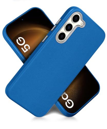 Image of WOW IMAGINE Back Cover for Samsung Galaxy S23 5G | Shockproof Tough Leather Texture Hard Mobile Case | Ultra Slim Non-Slip Grip | Inner Velvet Fabric | Metal Camera Ring - Blue