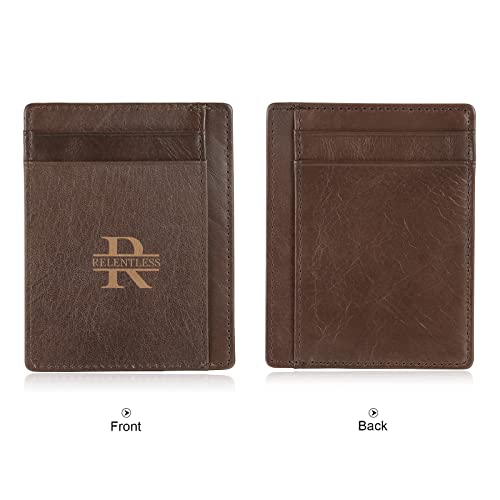Engraved Leather Front Pocket Wallet,Custom Picture & Name Minimalist Card Case Wallet,Credit Card Holders Personalized Gifts for Women Men Dad Son3