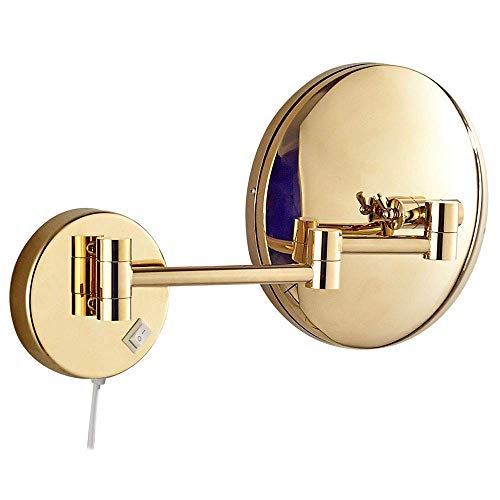 Miroir de maquillage à LED mural en laiton avec grossissement 10X pour salle de bain