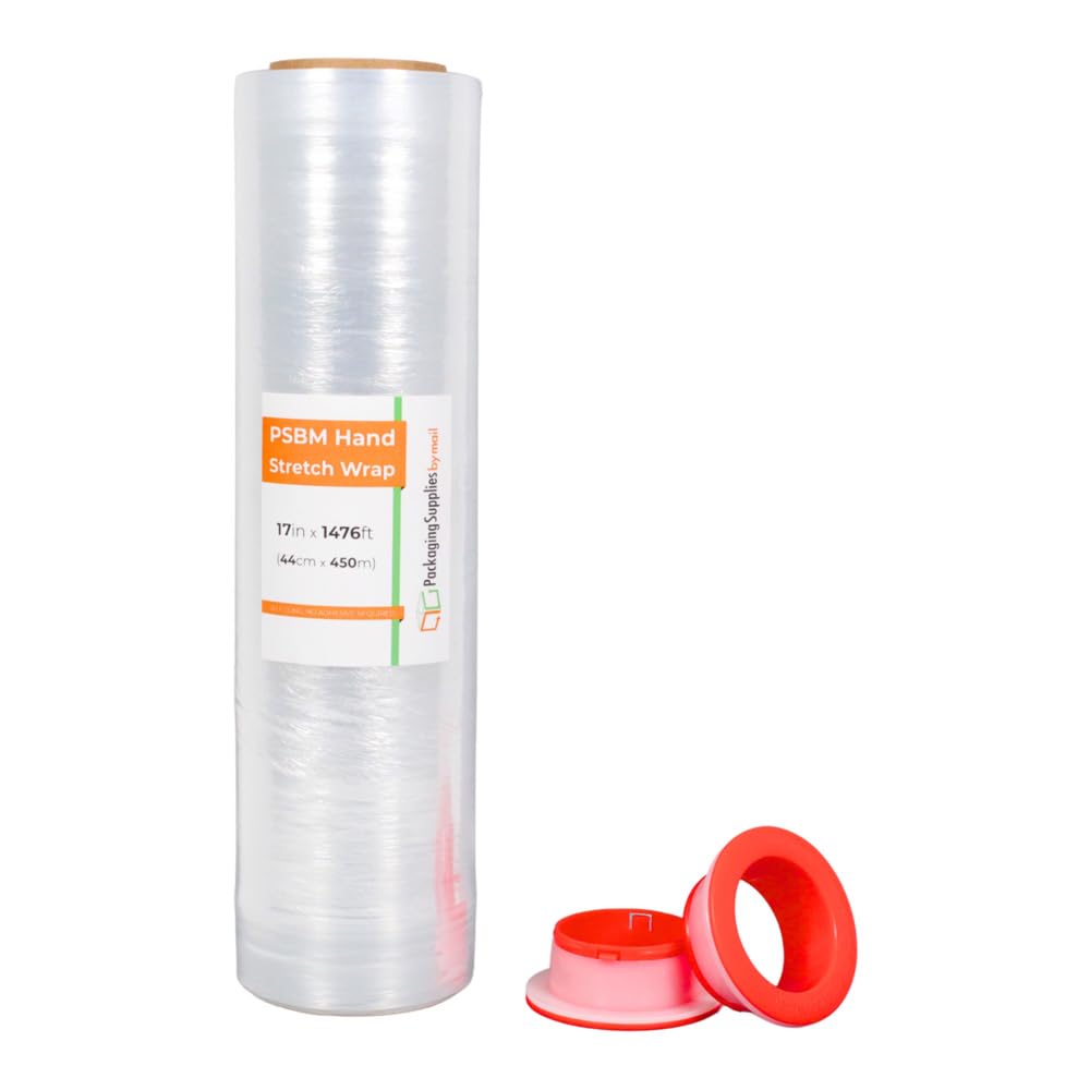 PSBM Stretch Wrap, 1 Roll, 17 Inch x 1476 Feet, 56 Gauge, Unmatched Ultra High Performance Down Gauge Pallet Wrap Secure, Strong, Reliable
