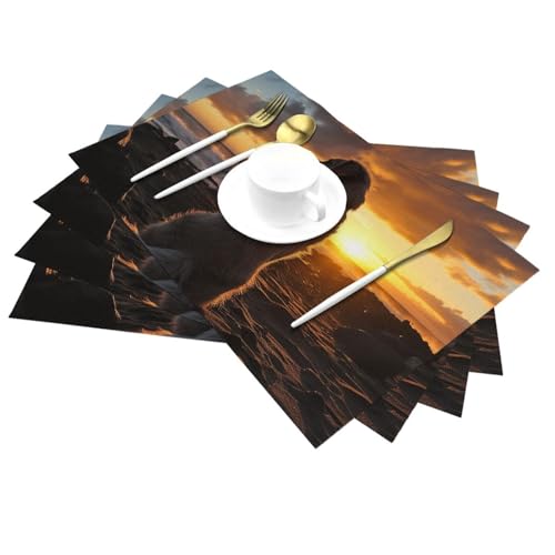 Table de salle à manger : lot de 6 sets de table antidérapants en PVC lavable - 3