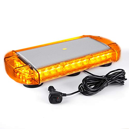 VKGAT 17 Inch 32 LED Roof Top Strobe Lights, Emergency Hazard Warning Safety Flashing Strobe Light Bar for Truck, Snow Plow, Construction Vehicles, with Strong Magnet Base, 12-24V (Amber)