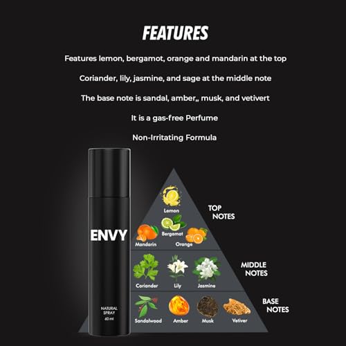 Image of ENVY Natural Spray Perfume For Men - 60 ML Each, Pack of 4|Premium & Long Lasting Perfume| Eau de Parfum