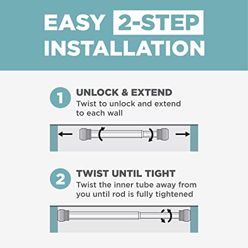 Zenna Home Neverrust Aluminum Adjustable Tension Shower Rod, 30- 43 Inches, White #TOP4