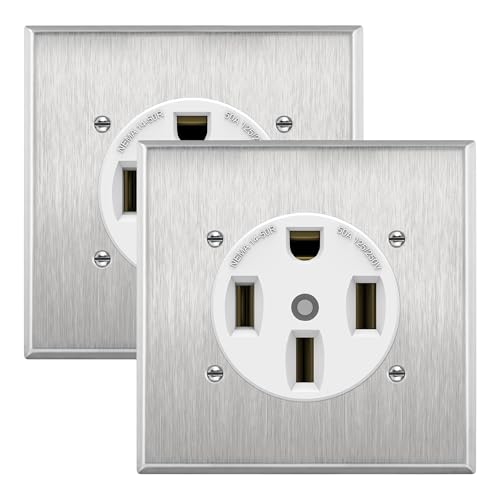 Image of ENERLITES 50A Receptacle Outlet, NEMA 14-50R, White with Wall Plate, 2-Pack