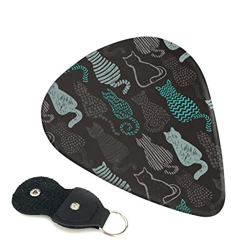 ギターピック 6枚セット 0.46mm 0.71mm 0.96mm エレキギター ベース用ピック ウクレレ ギター ABS素材 エレクトリック アコースティック 弦楽器 初心者 トライアングル ピック( 手描き 猫たち )