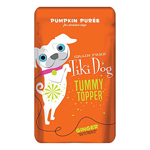 Tiki Canine Singleserve Tummy Topper Grainfree Pumpkin Purée with Ginger for Delicate Stomachs 15oz Pouches pack of 12  Cucciolini Doodles Tiki canine single serve tummy topper grain free pumpkin purée with ginger for delicate stomachs 1 5oz pouches pack of 12   cucciolini doodles