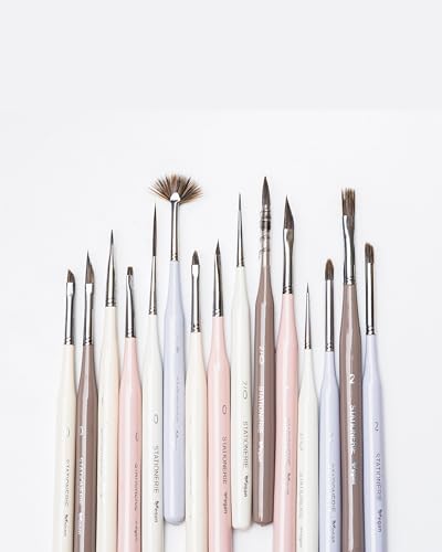 Image of Stationerie Paint Brush Set Handmade Soft Aqua Long Synthetic Hair with Stainless Wire Ideal for Art Paint, Watercolor, Quill, Oil Acrylics, Artists Ultramiliners Brush Set (Candy Edition)
