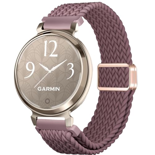 CUNUJIX Magnetic Braided Watch Bands Compatible with Garmin Lily 2/Lily 2 Classic/Active Stretchy Nylon Elastic Fabric Strap for Garmin Lily 2 Women