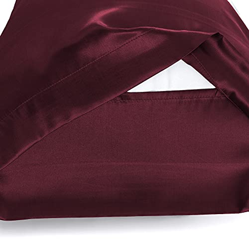 Set Di 2 Federe In Raso 50 X 80 Cm Bordeaux, Federa Cuscino Letto Morbida E Setosa Al Tatto, Chiusura A Busta, Antiacaro E Ipoallergico, Protezione Capelli E Pelle & Antirughe - 5