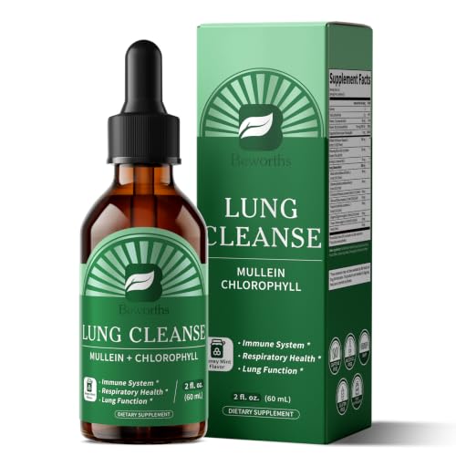 Mullein Drops for Lungs, Alchol-Free Lung Detox with Chlorophyll - 2 oz