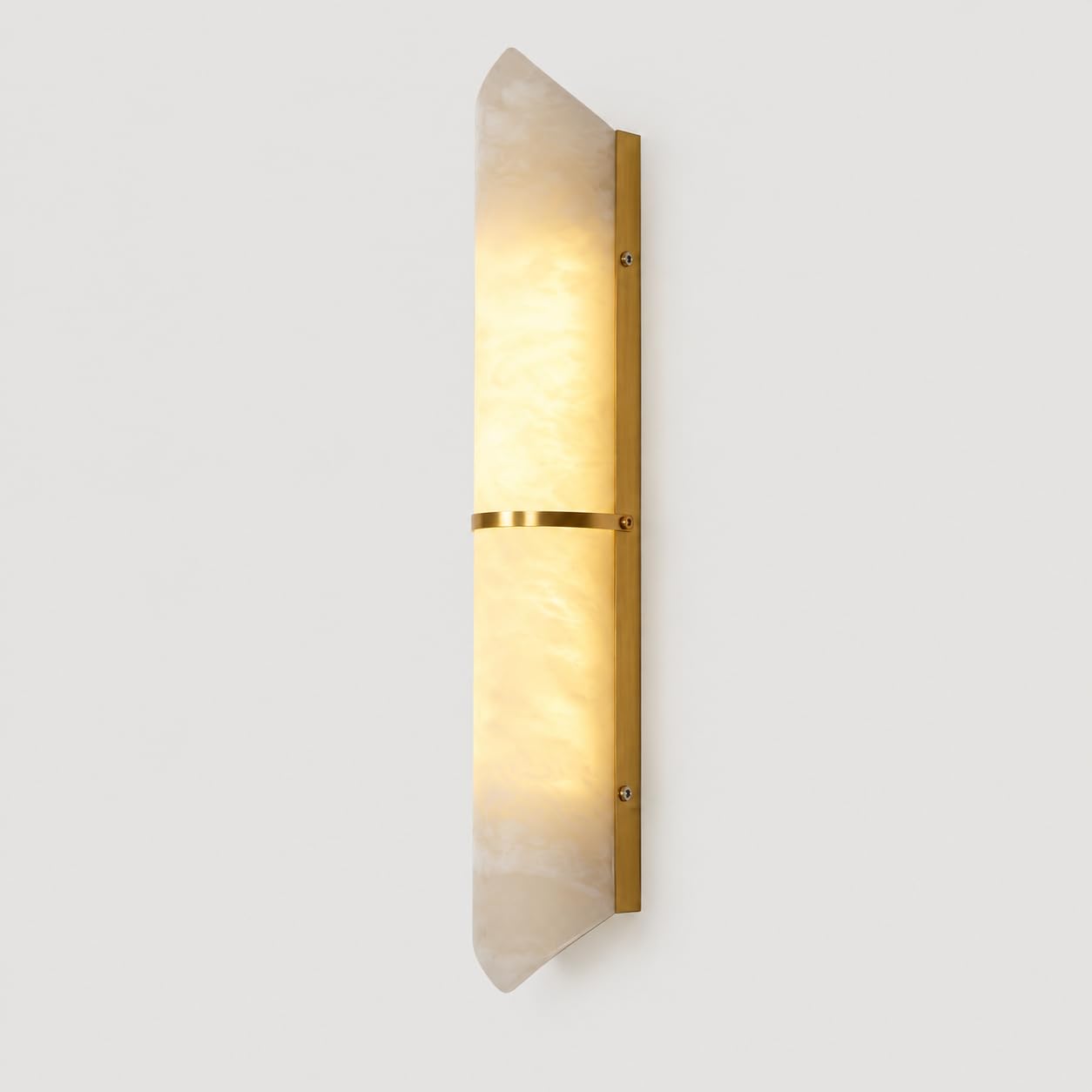 Alabaster Marble Wall Sconce, 20.47In Long Tube Alabaster Sconce Lighting,16W LED Marble Stone Vanity Lights Fixtures With 3000K Wall Mount Lamps Metal Gold Wall Lamps For Bedside Hallway Staircase