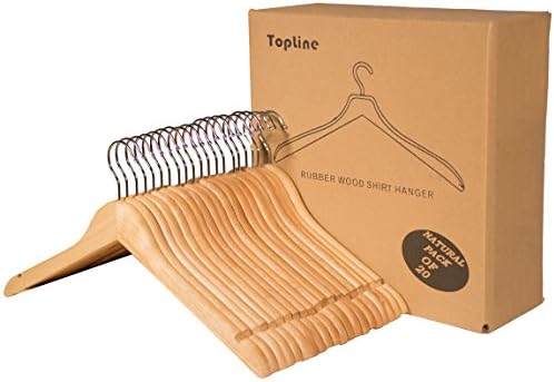 Topline Classic Wood Shirt Hangers - 20-Pack (Natural)