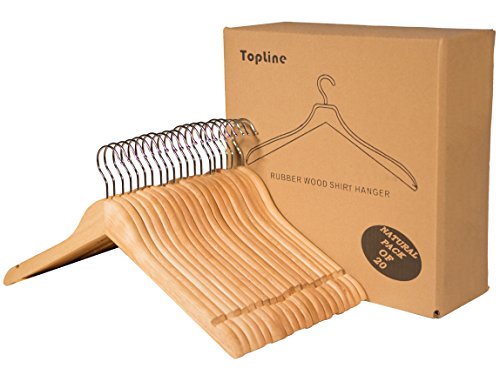 Topline Classic Wood Shirt Hangers - 20-Pack (Natural) #TOP6
