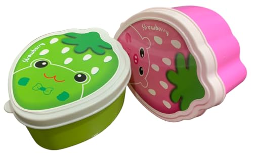 Image of Strawberry Kanjak Box | Plastic Bowl Set - Pack Of 12 | Multi Color Containers Small Box | Especially For Navratri Kanjak Purposes | Air Tight | Leak Proof | Dishwasher Safe, 550 Ml