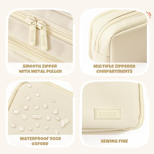 Image of SUNEE Pencil Case, Large Capacity Pencil Pouch, Aesthetic Big Pen Bag 900D Oxford Pen Box for Office Stationery Organizer School Supplies Multifunctional for Teen Boys Girls Women Men, Beige