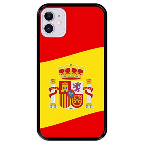 Funda Negra para [ Apple iPhone 11 ] diseño [ Ilustración 2, Bandera de España ] Carcasa Silicona Flexible TPU