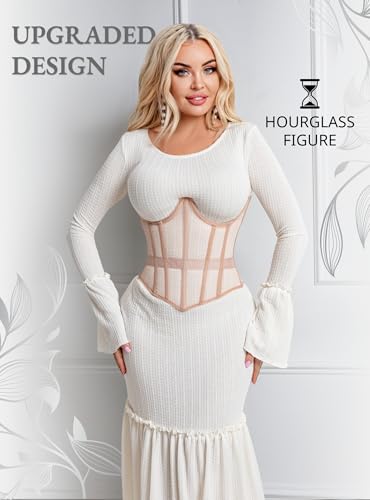 Image of Mesh Corset Waist Trainer for Women - Underbust Corset Lace Up - Waist Cincher Shapewear - Body Shaper