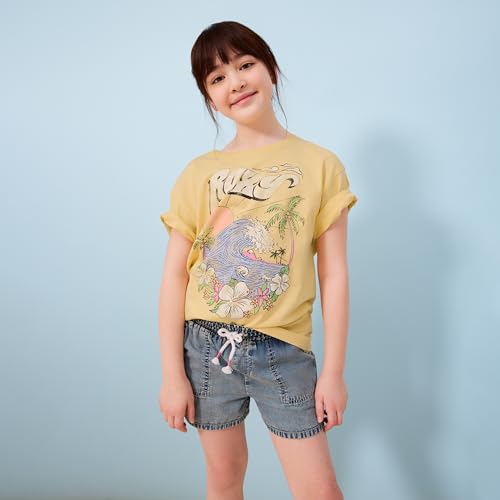 Image of Roxy Girls' Soleil Elastic Waist Shorts, Drawstring Closure, Soft & Comfortable Fit