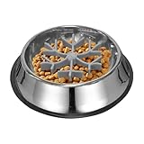 Gihioue Langsamfütterer Für Hunde,Napf Gegen Verschlucken,Silikon Edelstahl Verlangsamung Essen Geschirr | Für Hunde Welpen Haustiere Katzen Wasser Fütterung Fressen Kleine Große Mittel Rassen