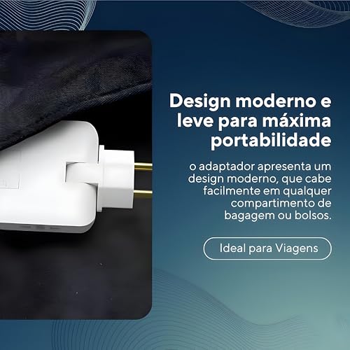 Adaptador Tomada Benjamin Articulado USB-C, Bivolt, Com 1 Entrada USB-C, 2 Entradas USB, Conecta 4 D