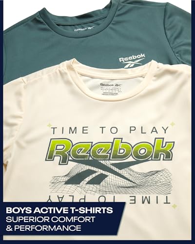 Reebok Boys Shirts - 2 Pack Active Performance Dry Fit T Shirts for Boys - Athletic Training Tops for Kids (8-20)2