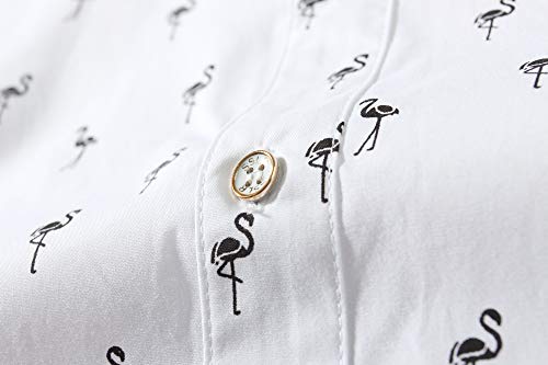 Button Down Shirt Men, Mens Shirts Casual Stylish, Regular-Fit 100% Cotton Printed Summer Causal (Large, White(299)) #TOP4